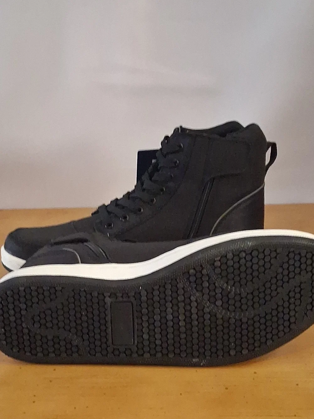 Bilt Biker Men's Black High-Top Lace Sneakers with White Cupsole